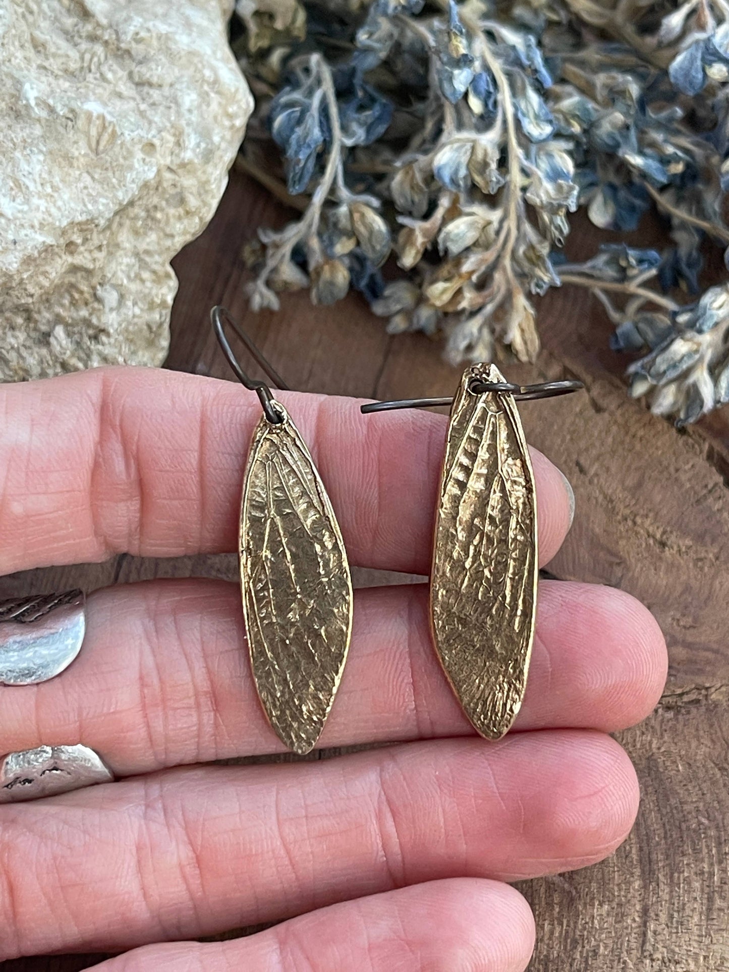 Cicada Wing Earrings (Silver, Bronze, or Copper): Bronze