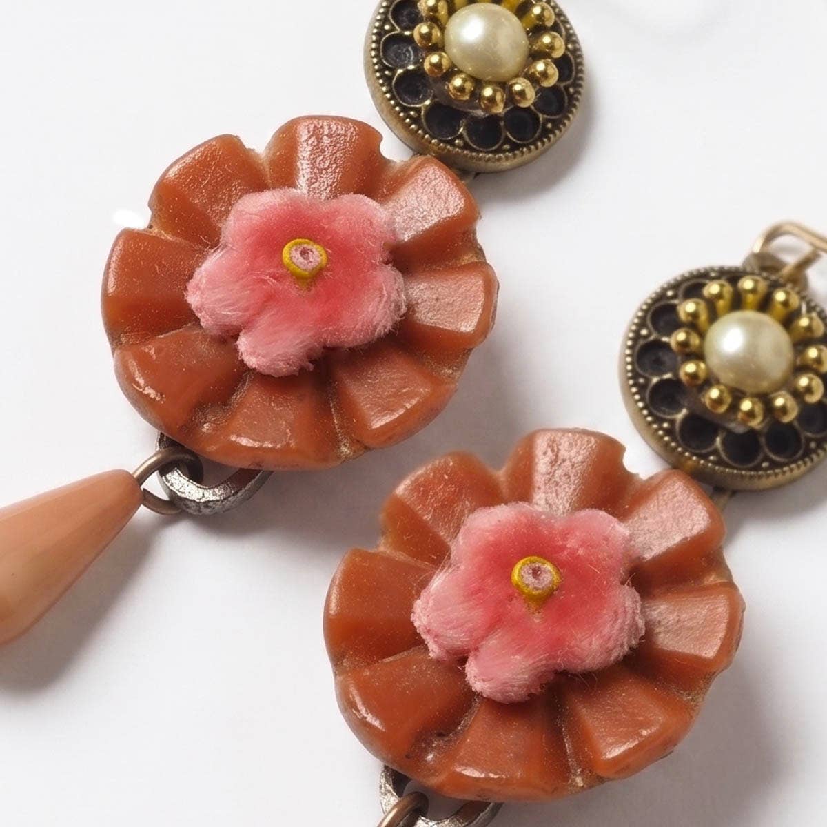 Rosette in Rust Earrings Dangle Earrings