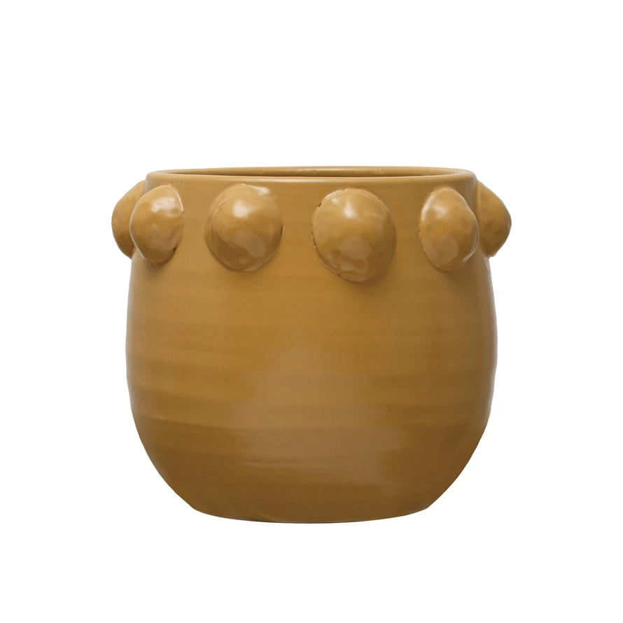 Terra-cotta Planter w/ Raised Dots, Yellow