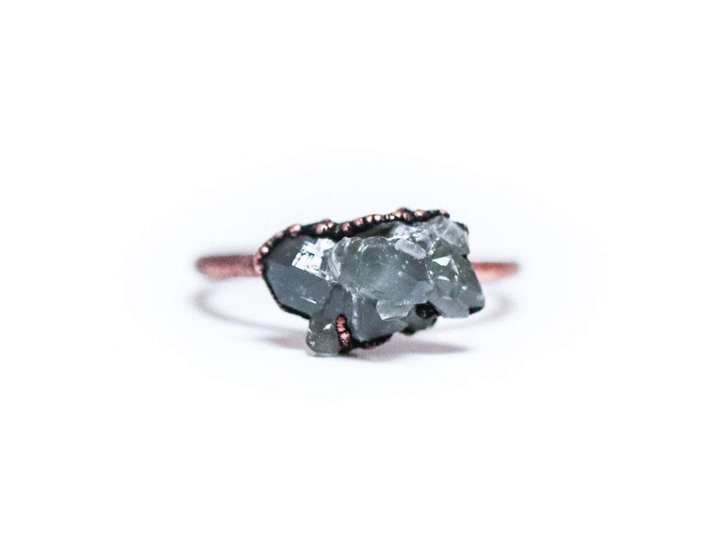 Raw crystal cluster ring | Chlorite Quartz cluster ring: 7.5