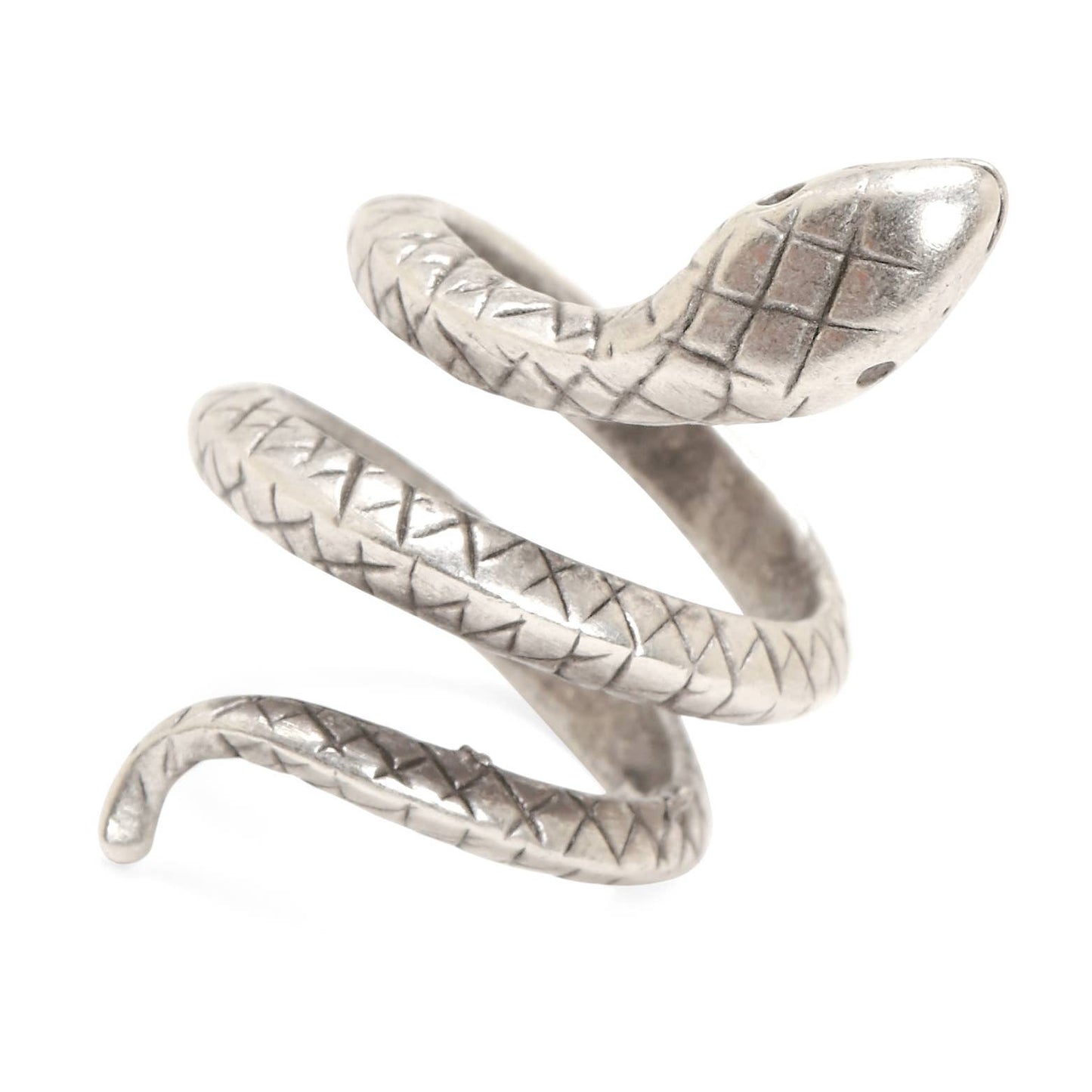 Handmade Snake Brass Ring In Silver Plated - ZRC-181