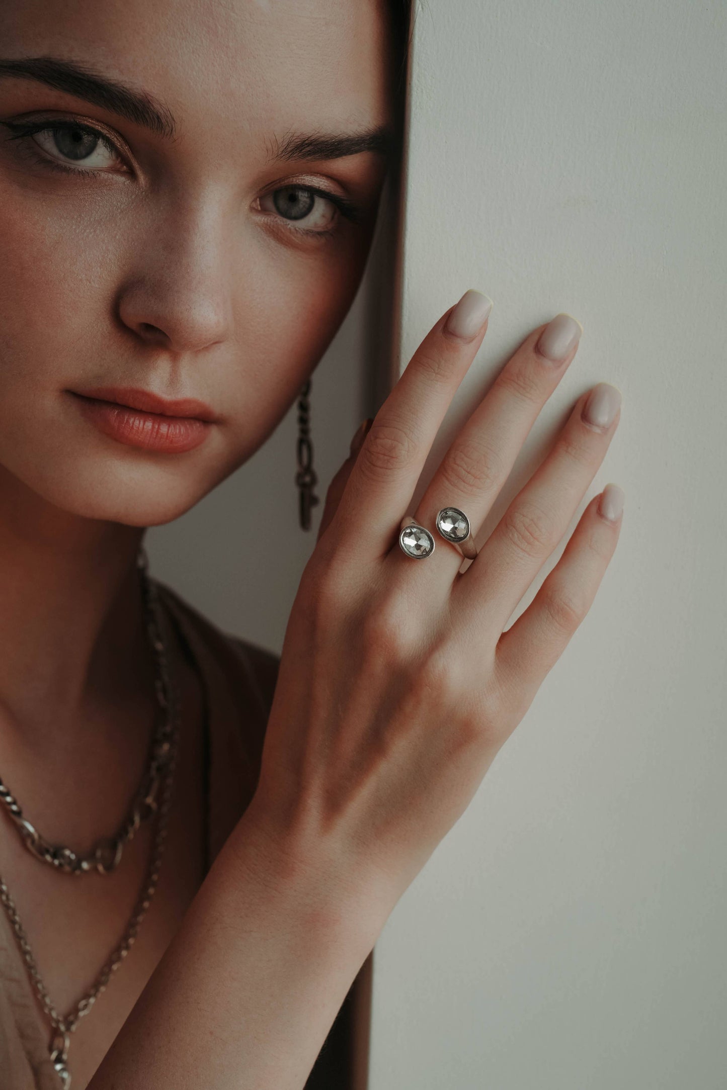 Handmade Crystal Brass Ring - 6819