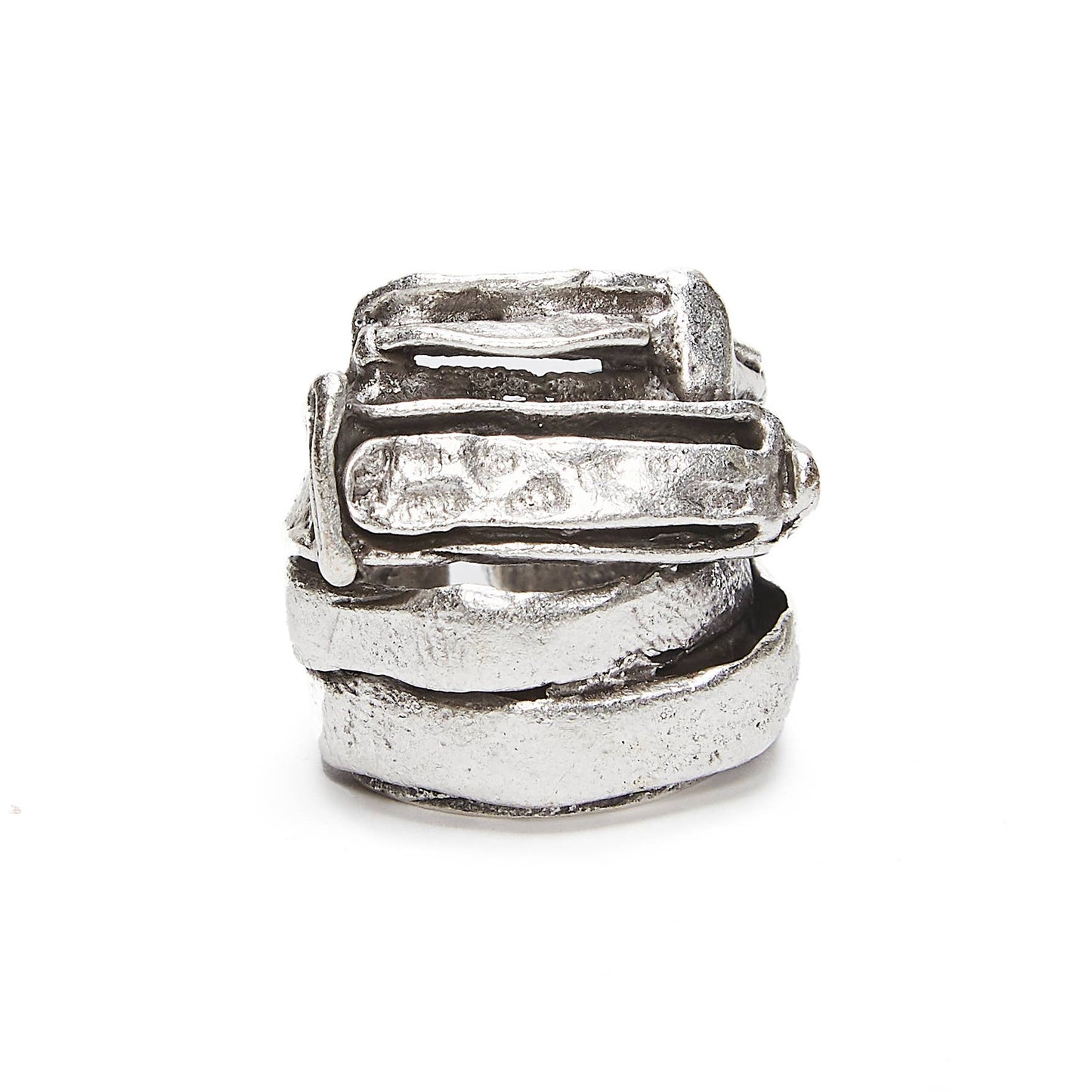 Handmade Brass Ring In Silver Plated - 6859