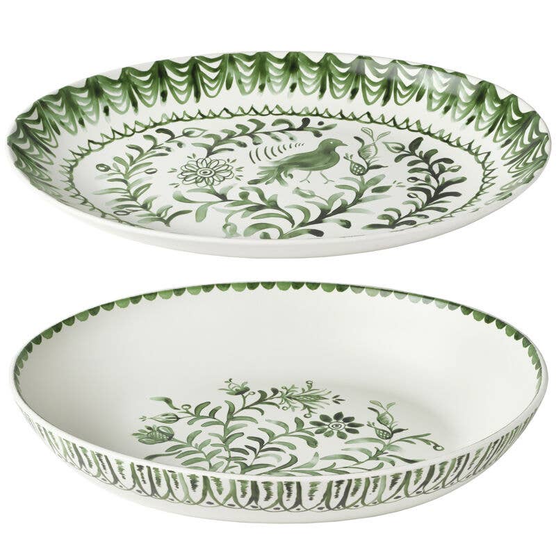 Fitz & Floyd Sicily Green Bowl/Platter Set Brown Bx Pkg: GREEN / 5316945 / English