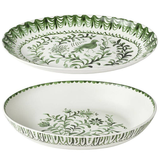 Fitz & Floyd Sicily Green Bowl/Platter Set Brown Bx Pkg: GREEN / 5316945 / English