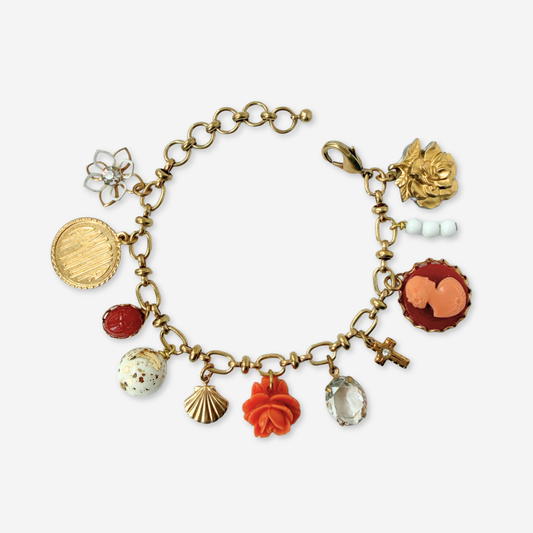 Repurposed vintage mixed charm bracelet