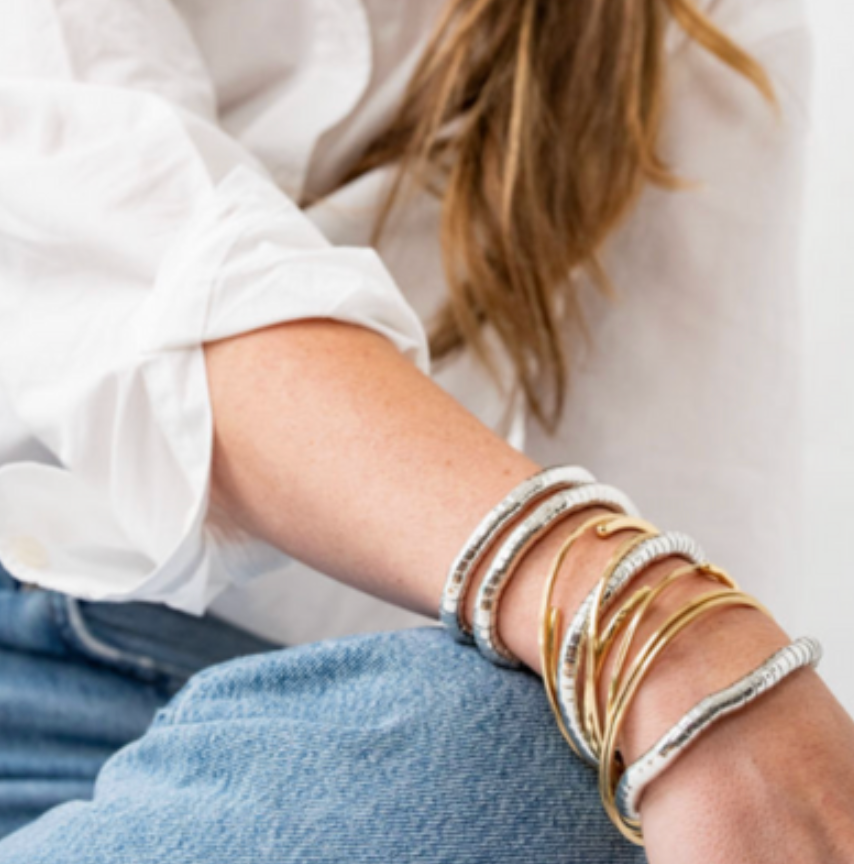 Lucille Round Bead Stretch Bracelet Silver Wholesale