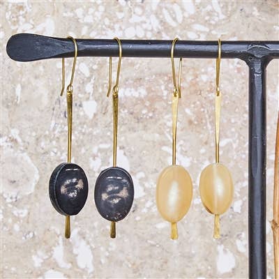 Sema Earrings - Dark Horn, Brass