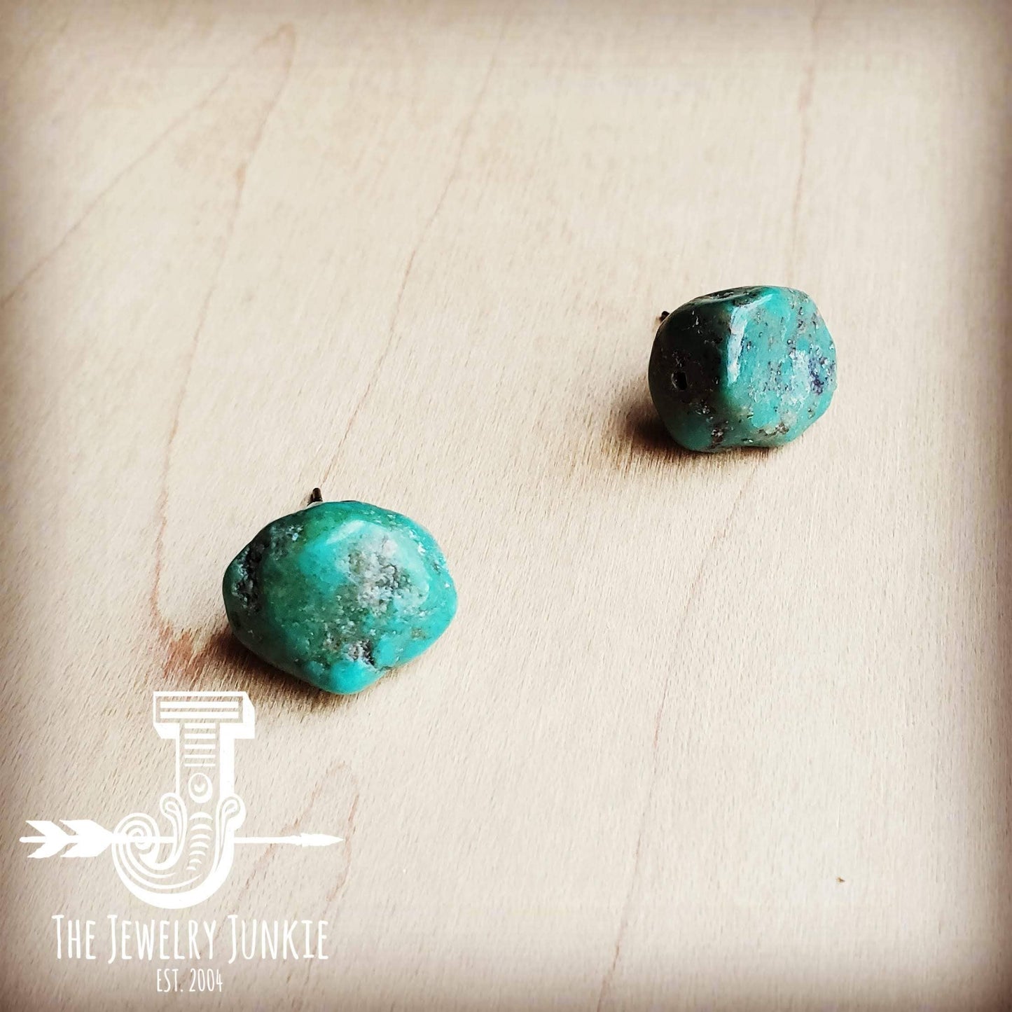 Natural Green Turquoise Stud Earrings 205g: Green
