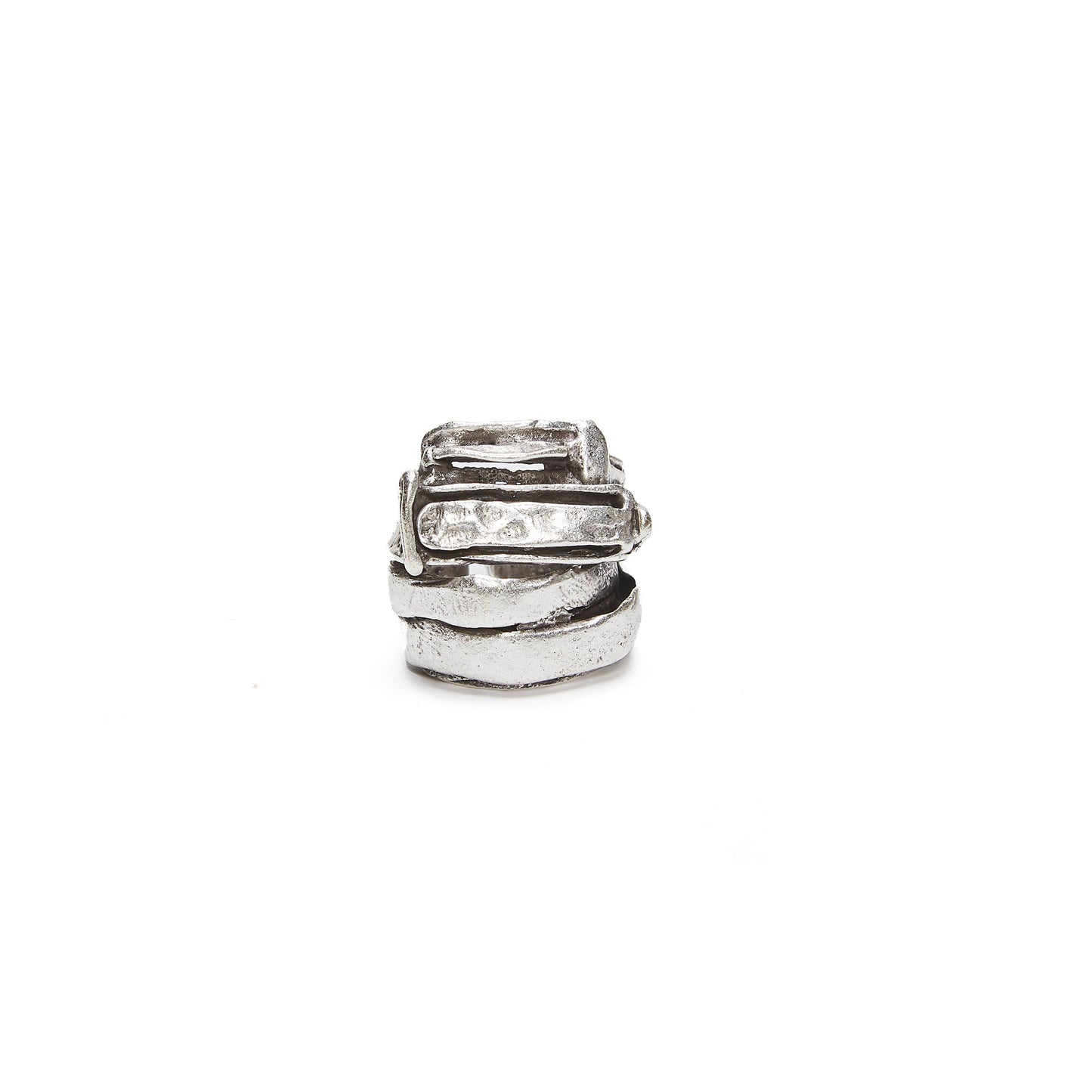 Handmade Brass Ring In Silver Plated - 6859