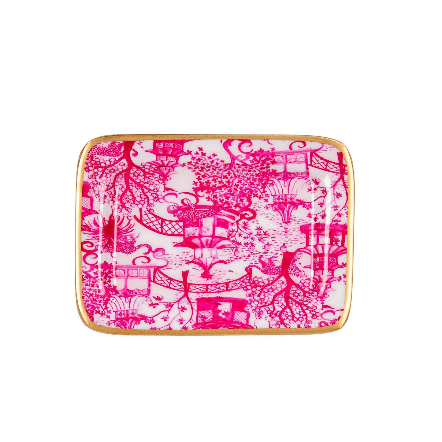 Garden Party Enameled Laney Tray - White & Pink: White & Pink
