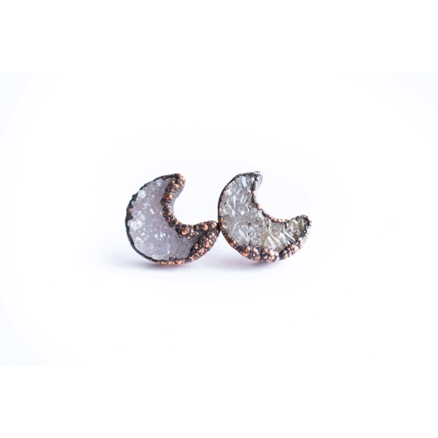 Druzy Moon Studs