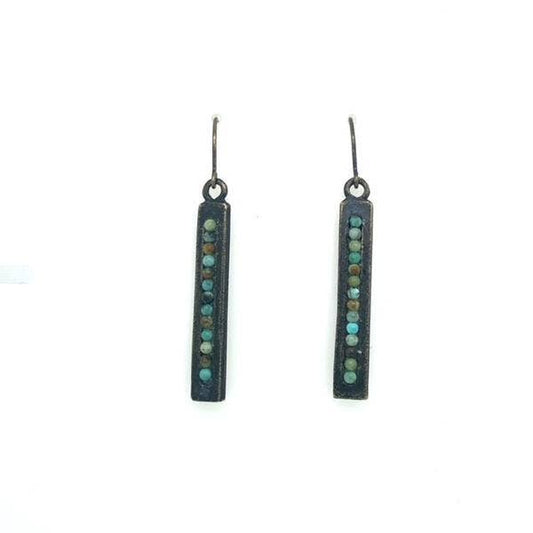 Double Sided Rectangle Earrings: African Turq