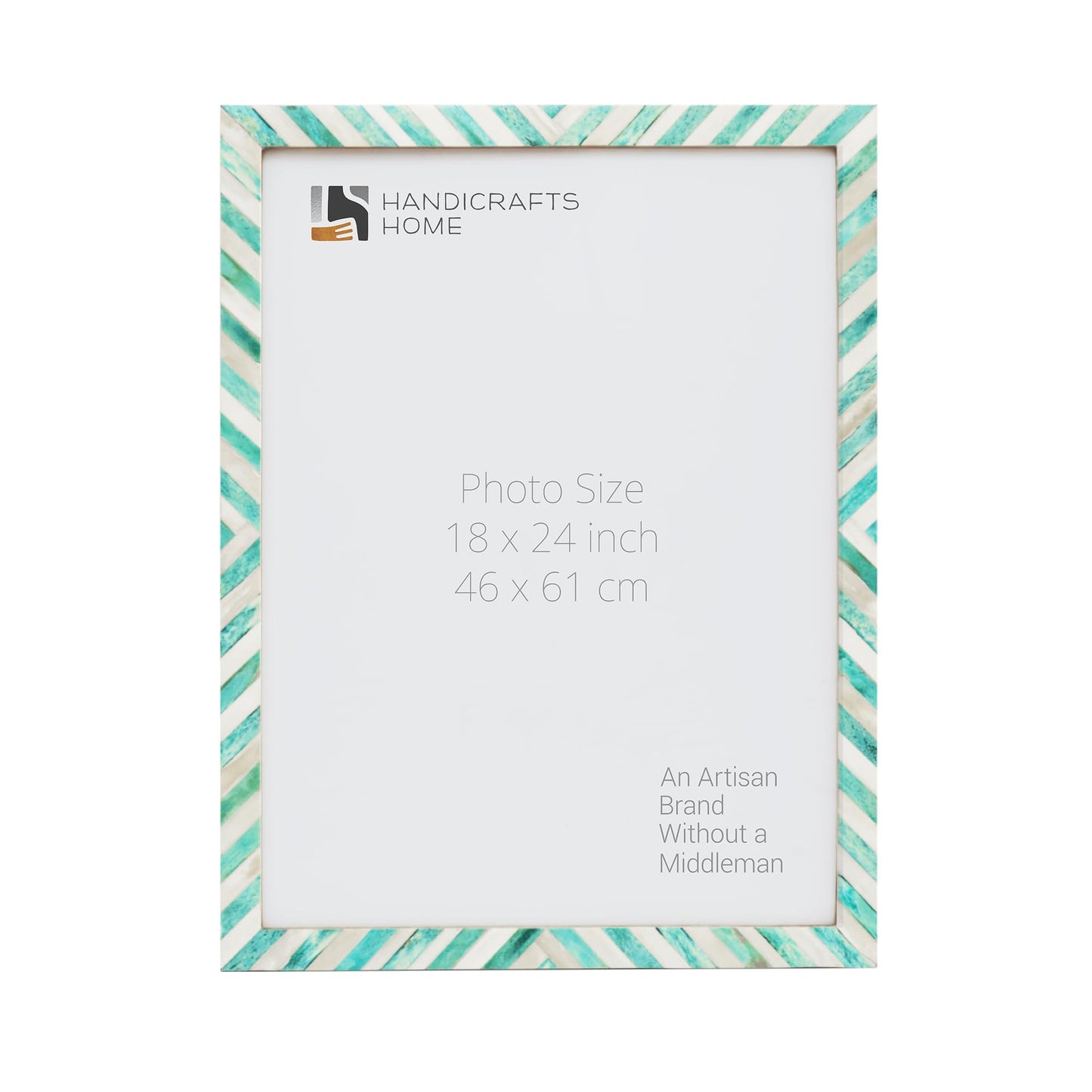 Chevron Pattern Bone Inlay Picture Frames, 26 Sizes, Green: 5x7