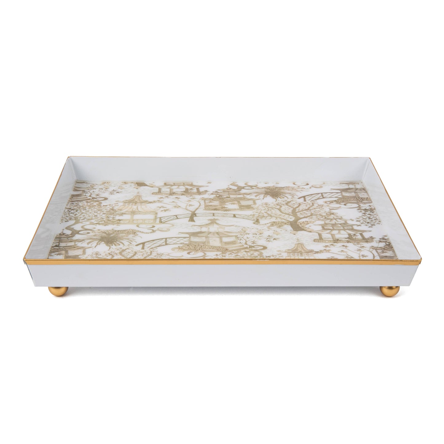 Garden Party Enameled Oliver Tray 8x12: White & Blue