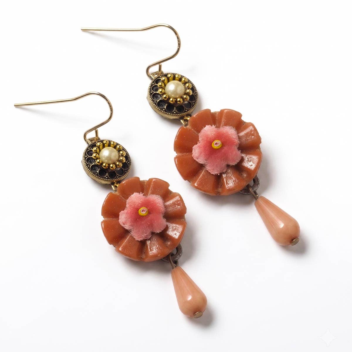 Rosette in Rust Earrings Dangle Earrings