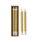 Unscented Striped Taper Candles in Box, yellow, Set of 2 (Est. Burn Time 6 Hours)