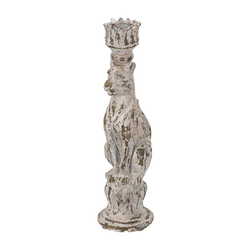 3.5x2.5x10" Leopard Taper Candle Holder - White
