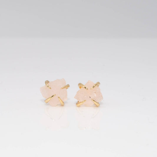 Raw Prong Earring: Aquamarine