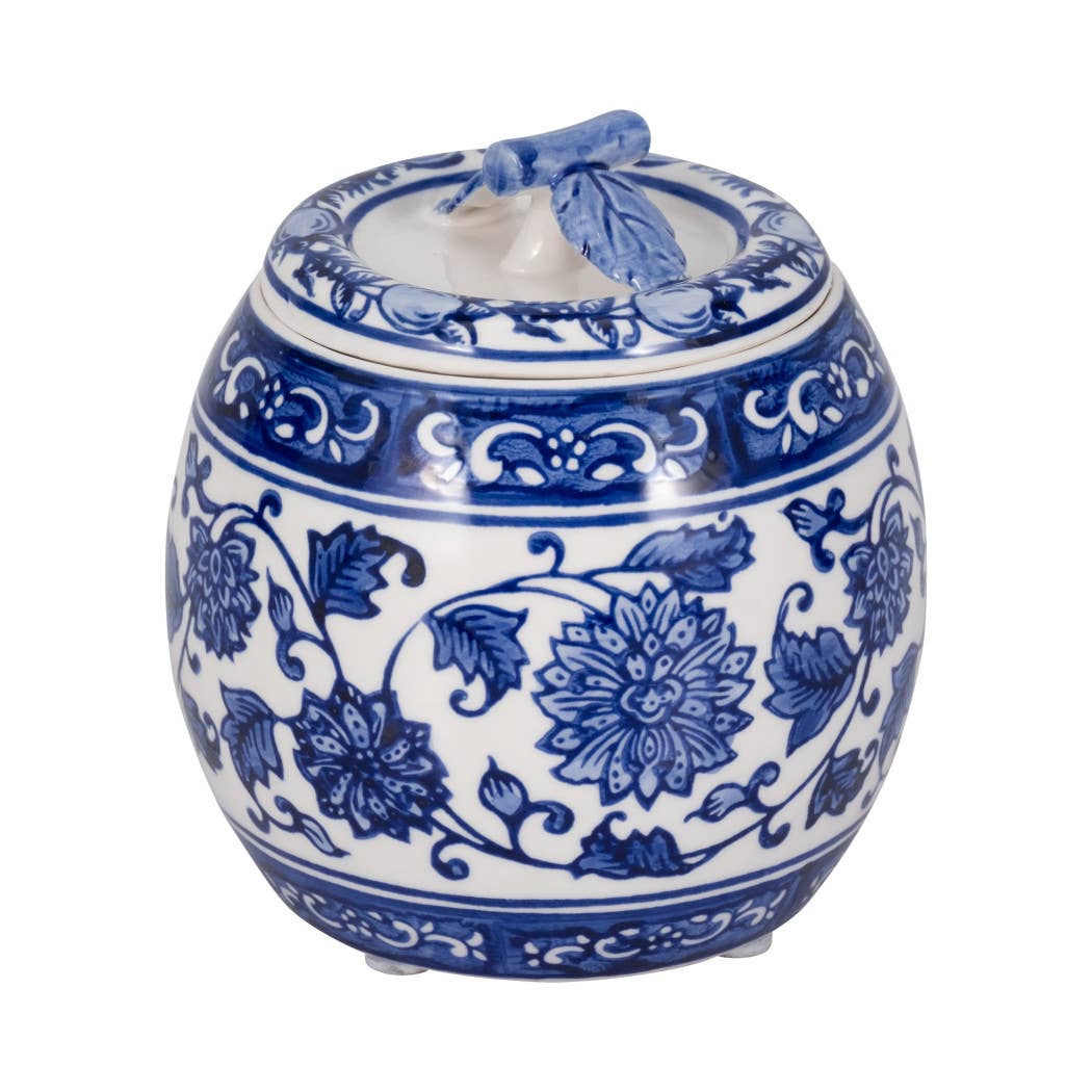 Scented Candle - Peony Wax Blue Chinoiserie With Lid, 8.5 Oz