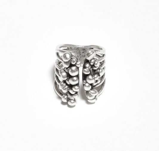 Handmade Brass Ring In Silver Plated - 6867