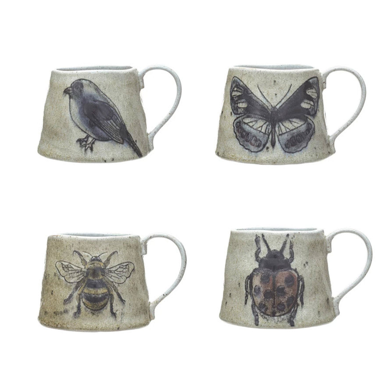 Stoneware Mug w/ Insect or Bird