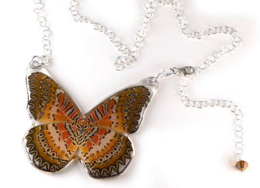 0060 Whole Butterfly Necklace, Cethosia Biblis Biblis