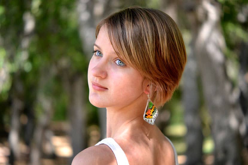 0055 Sunset Moth Earrings, Bottom wing: Regular