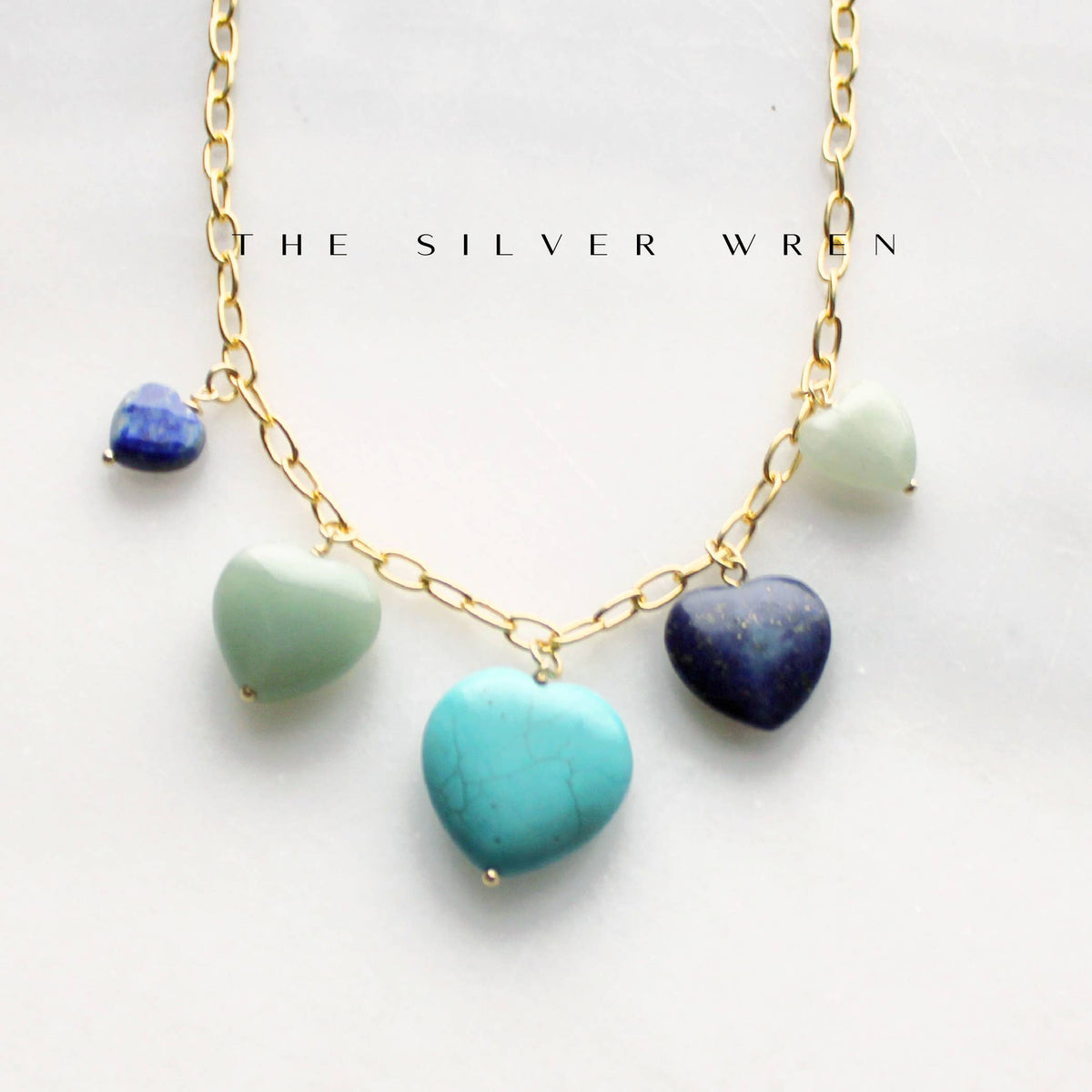 Sierra Stone Heart Multi Charm Necklace - : Dark Pink