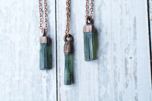 Green Tourmaline Crystal Necklace