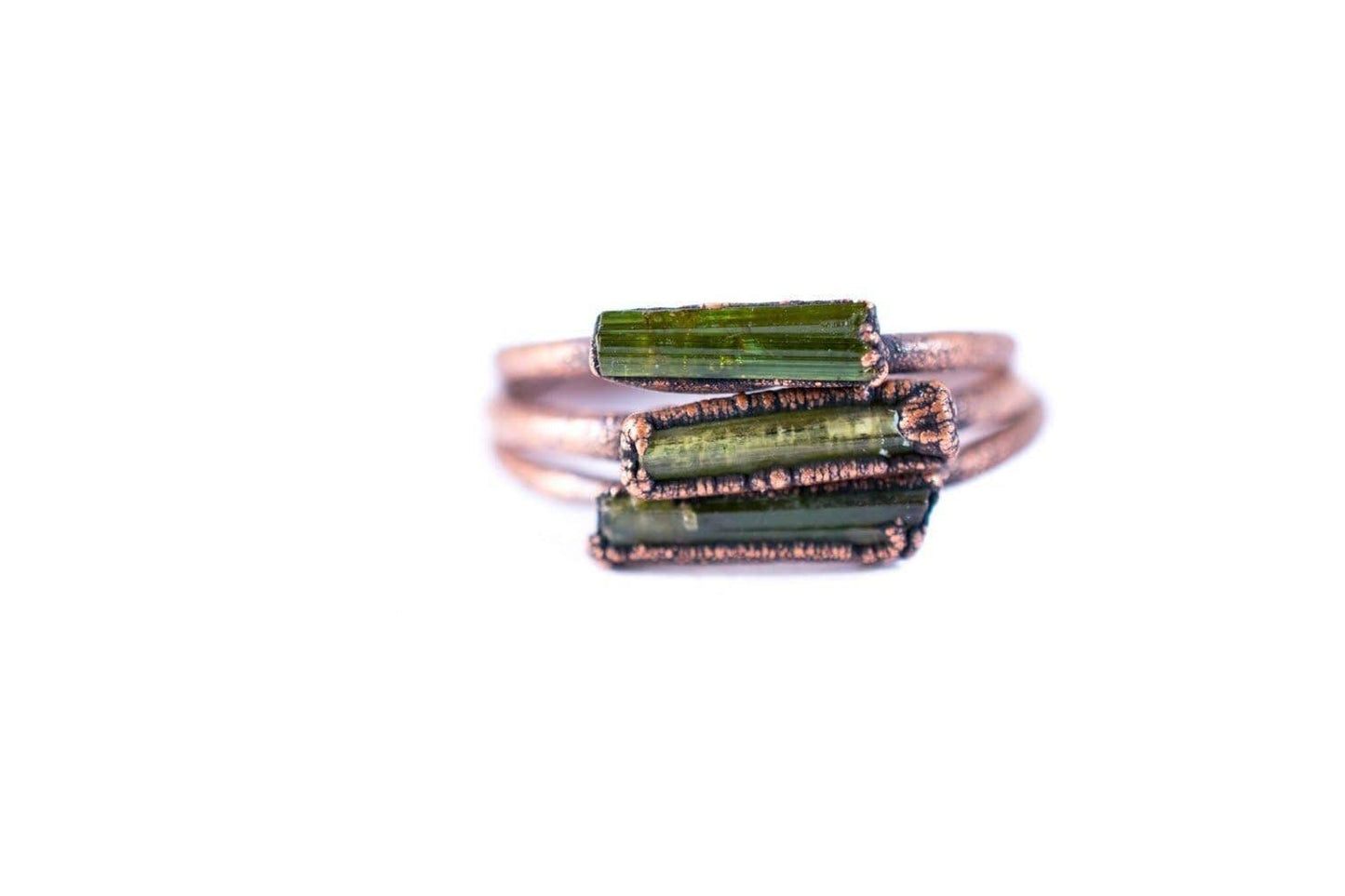 Green Tourmaline Crystal Ring: 8.5