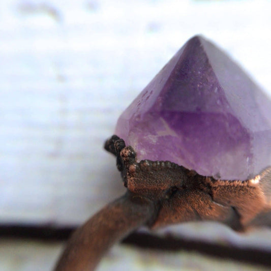 Purple Amethyst And Copper Ring: 8