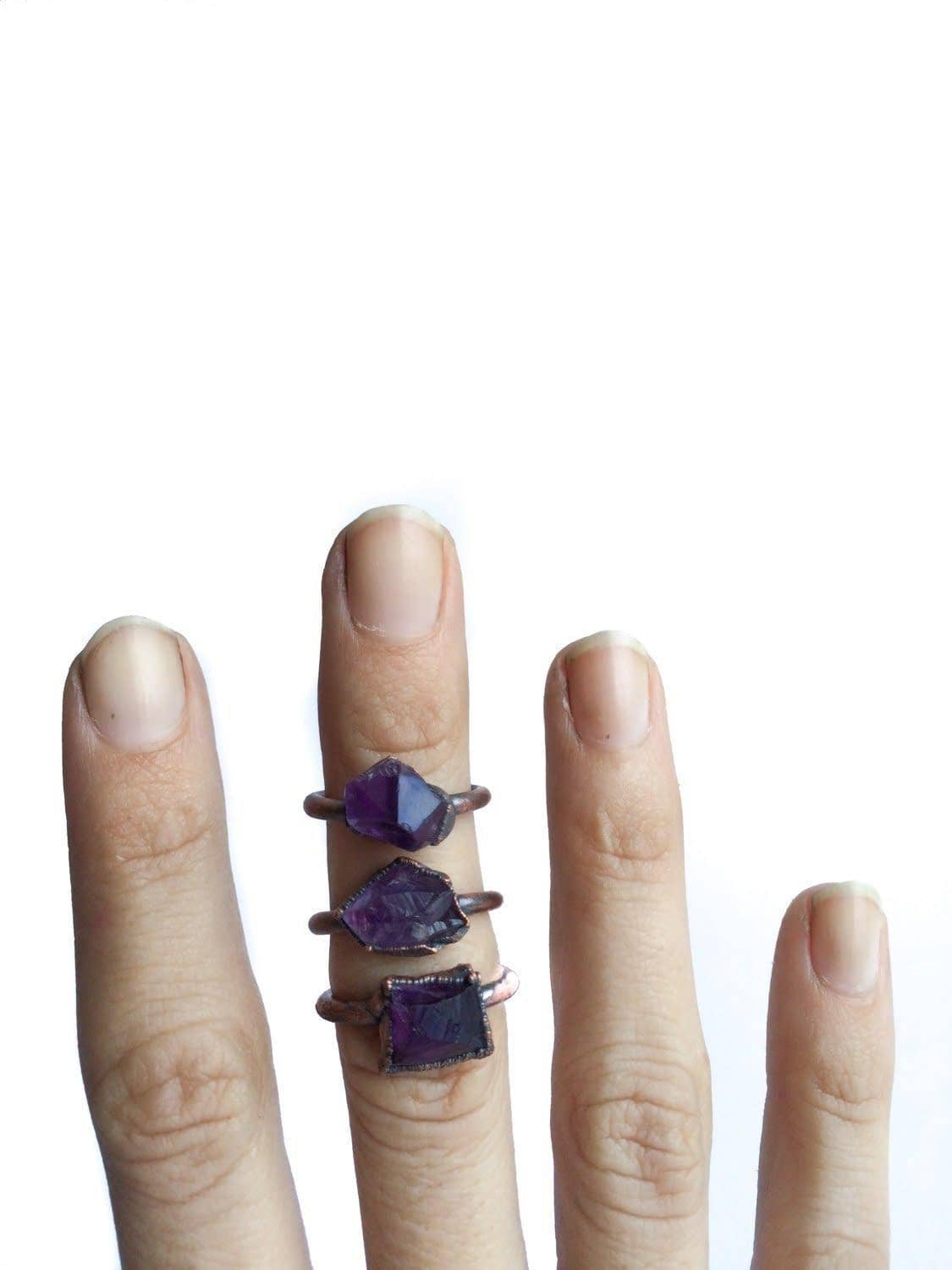 Purple Amethyst And Copper Ring: 8