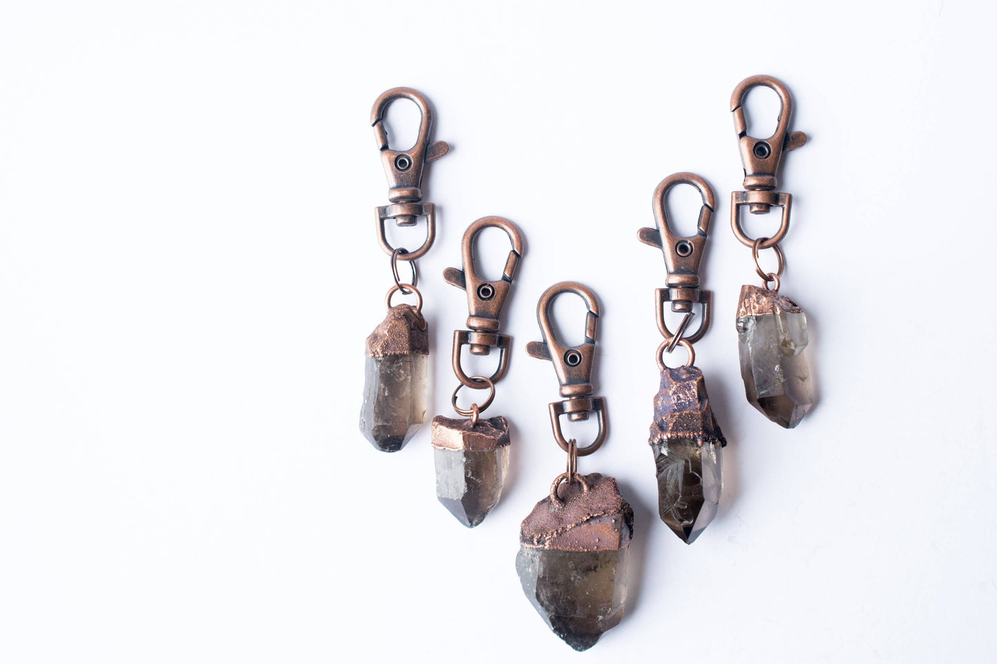 Smokey Quartz Crystal Keychain