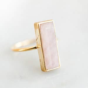 Rose Quartz Gem Bar Ring