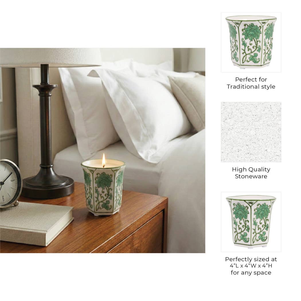 Scented Candle - Lavender Verbena Green Ceramic, 6 Oz