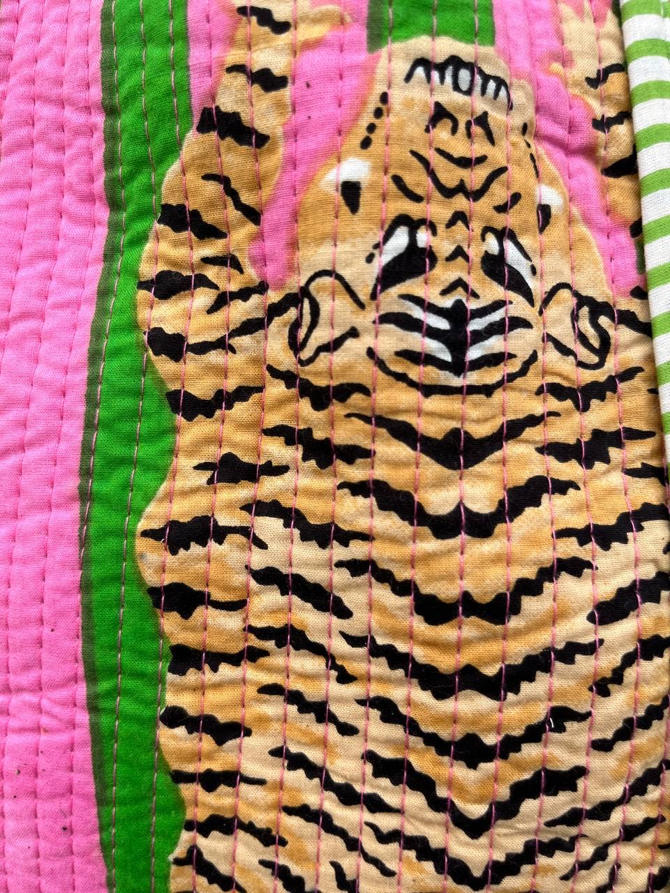 Tiger Printed Women Shopping Bag Cotton Quilted Jhola Bags