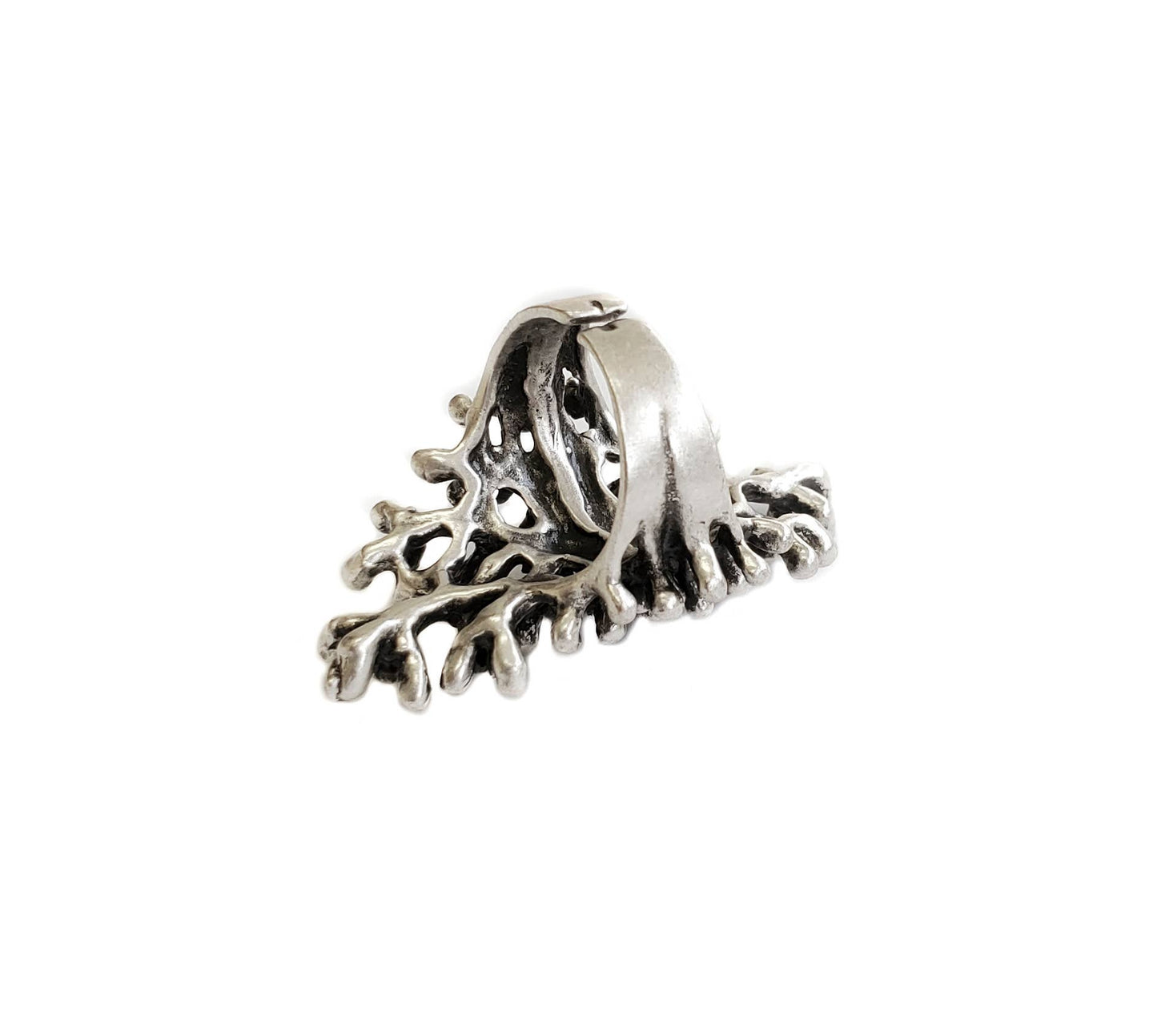 Handmade Spiky Brass Ring In Silver Plated - ZRC-032