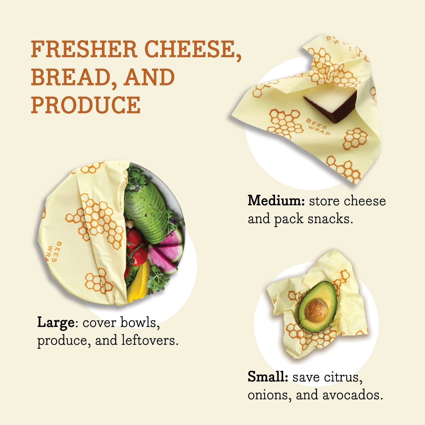 Bees Wrap 3 Pack - Honeycomb