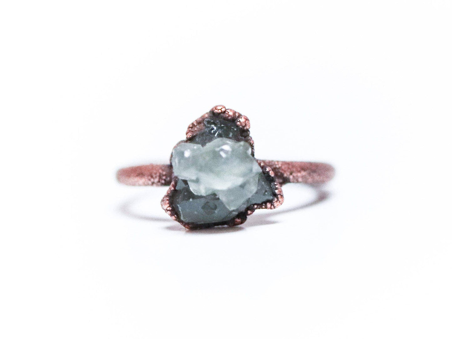 Raw crystal cluster ring | Chlorite Quartz cluster ring: 7.5