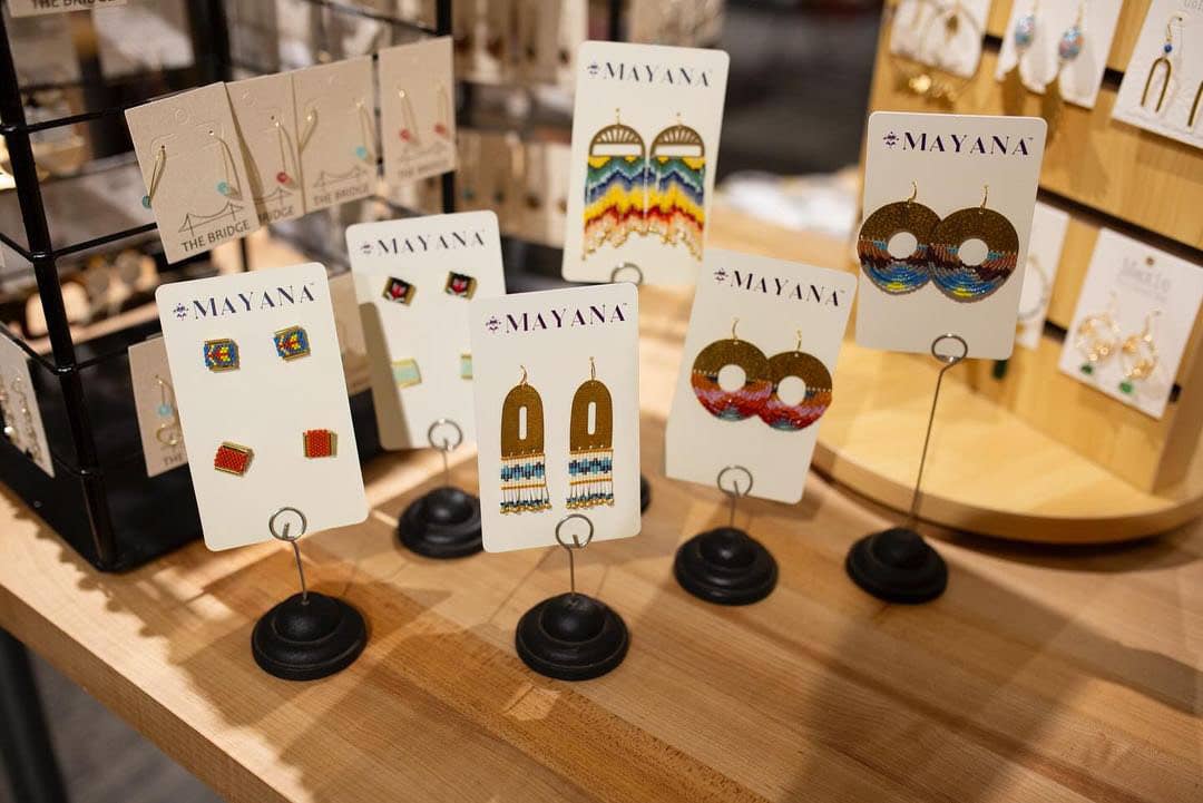 Beaded Handwoven Guajira Square Earrings (Cream/Black)