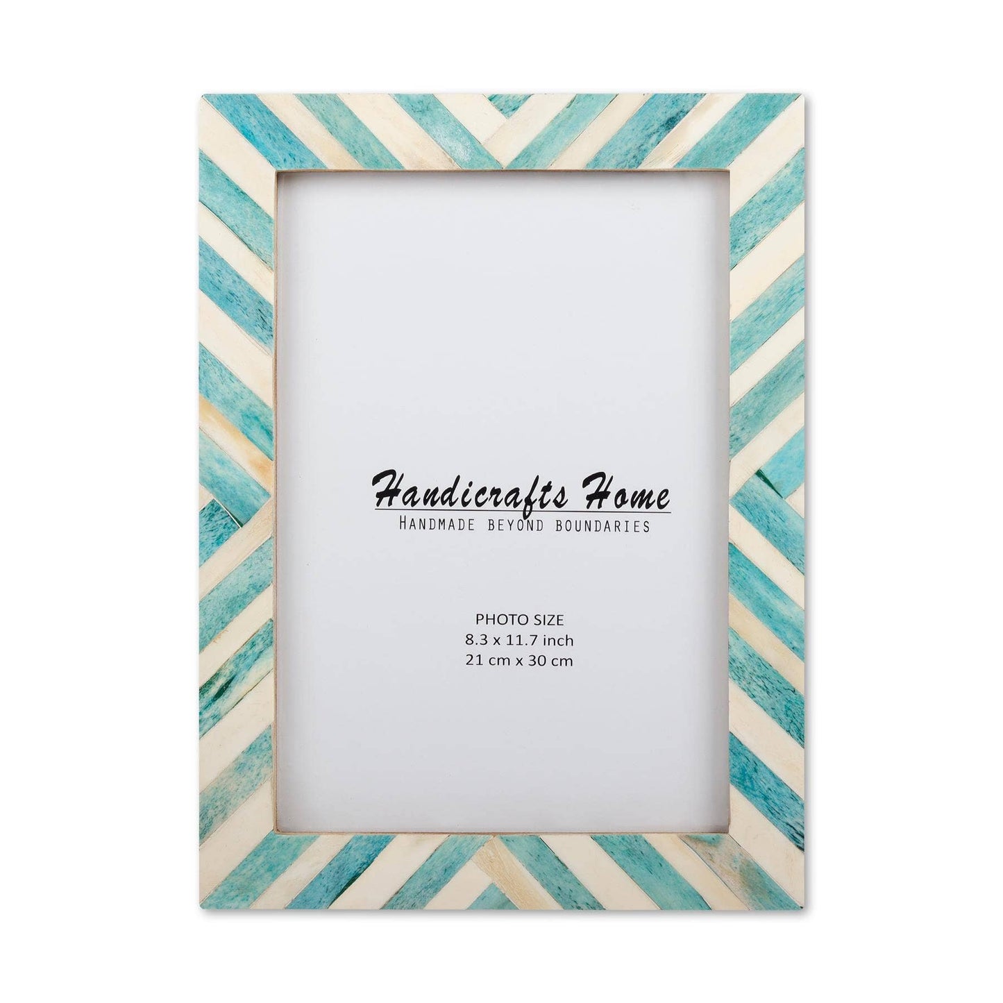Chevron Pattern Bone Inlay Picture Frames, 26 Sizes, Green: 5x7