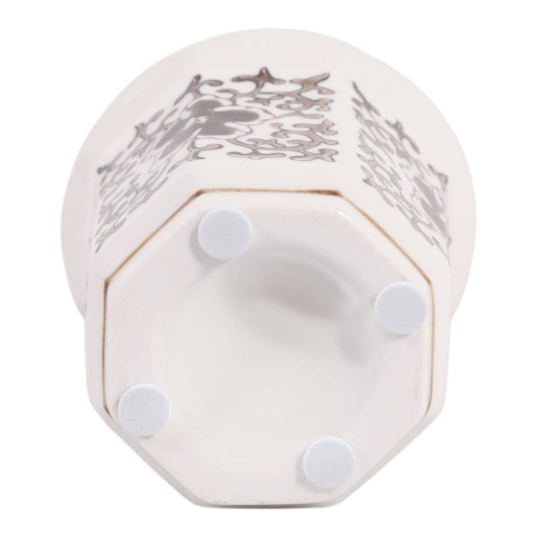 Scented Candle - Plumeria Brown and White Ceramic, 6 Oz