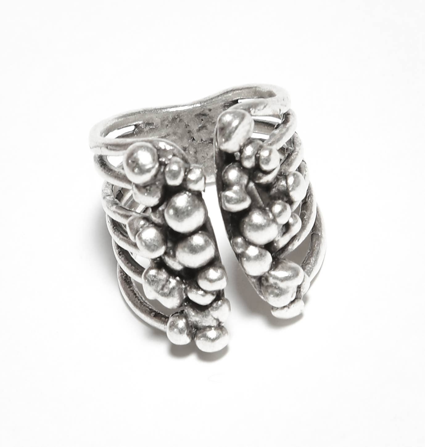 Handmade Brass Ring In Silver Plated - 6867