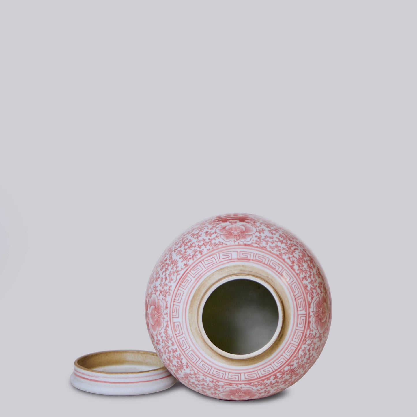 Double Happiness Red & White Porcelain Round Storage Jar