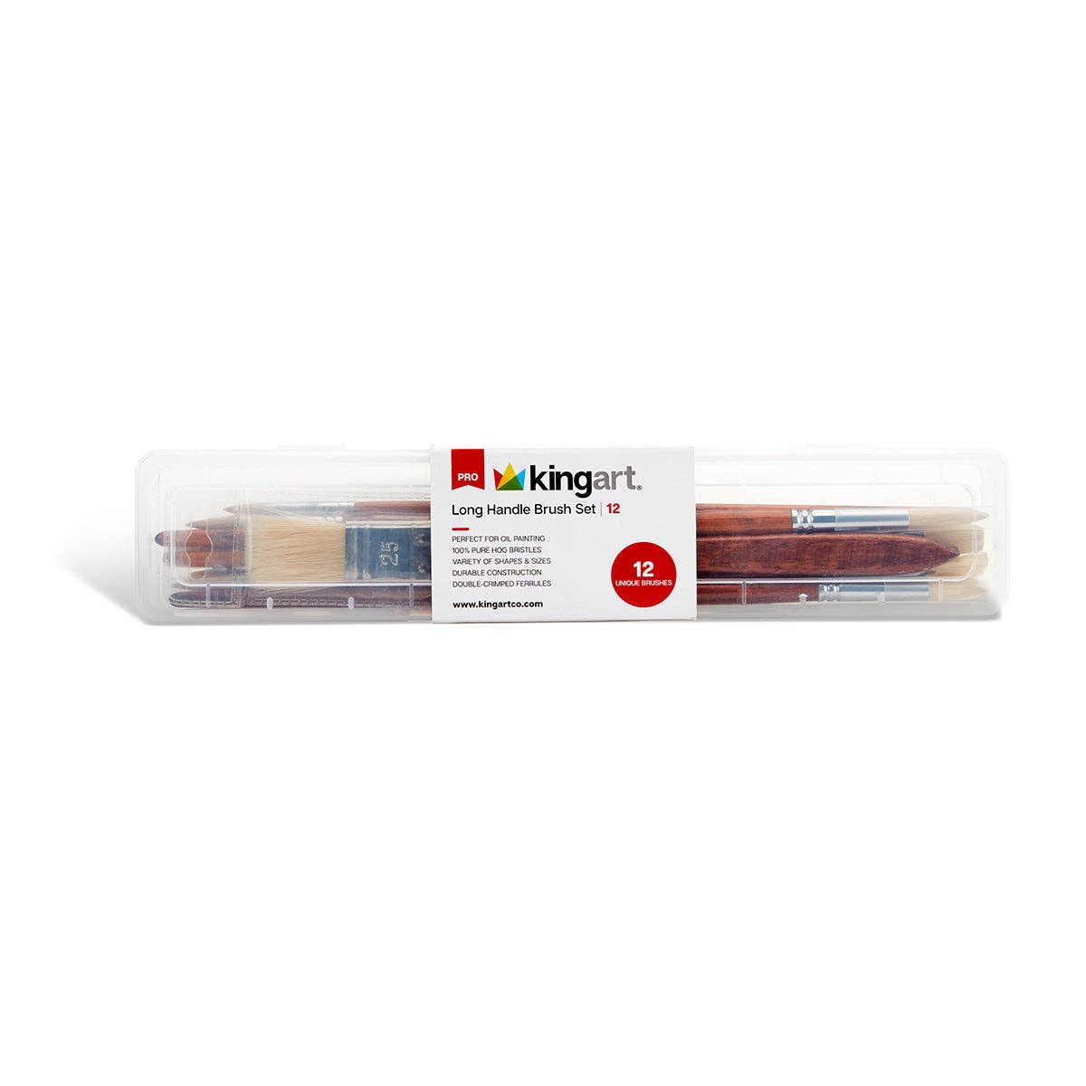 PRO Natural Bristle Brush Set - Long Handle - 12 Pieces