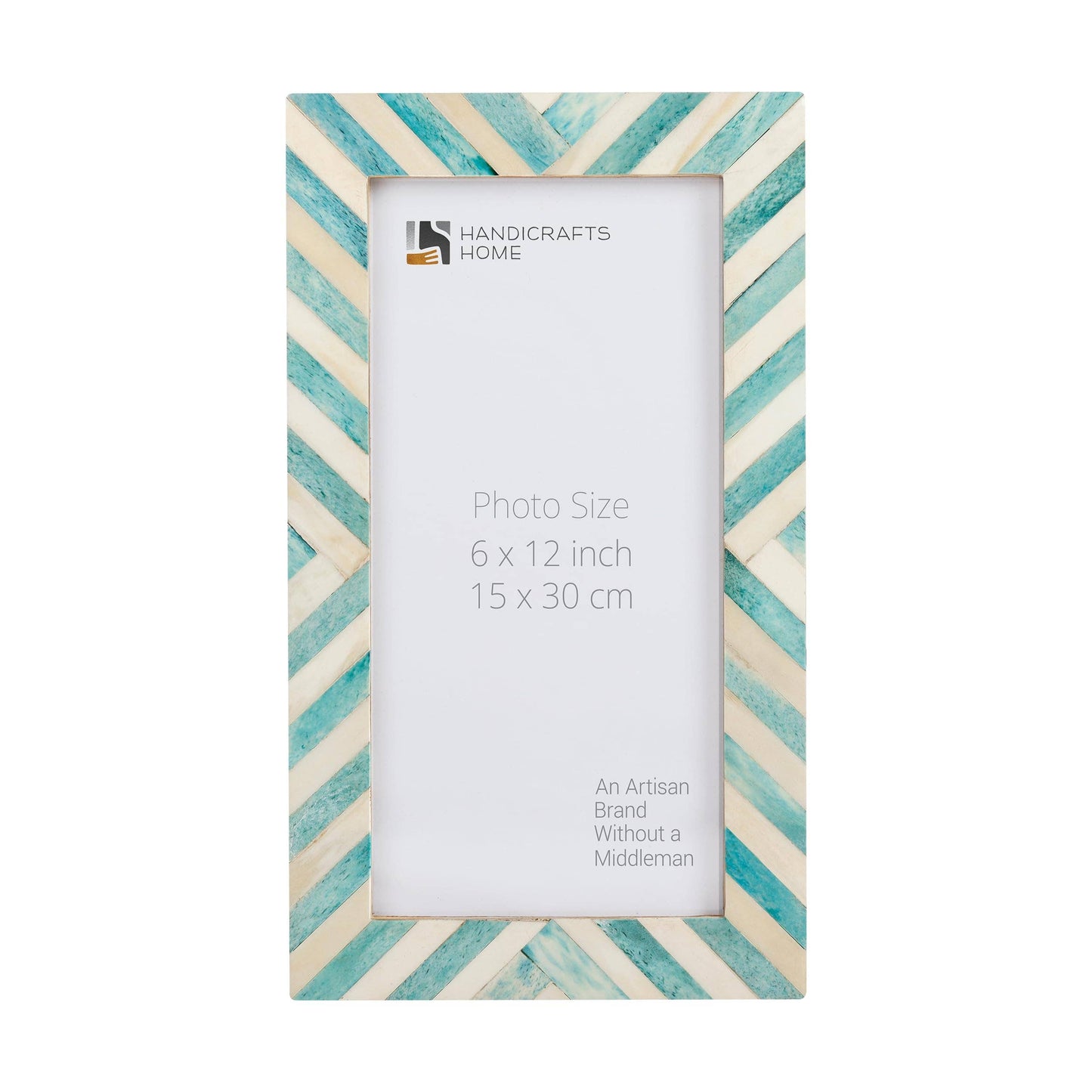 Chevron Pattern Bone Inlay Picture Frames, 26 Sizes, Green: 5x7
