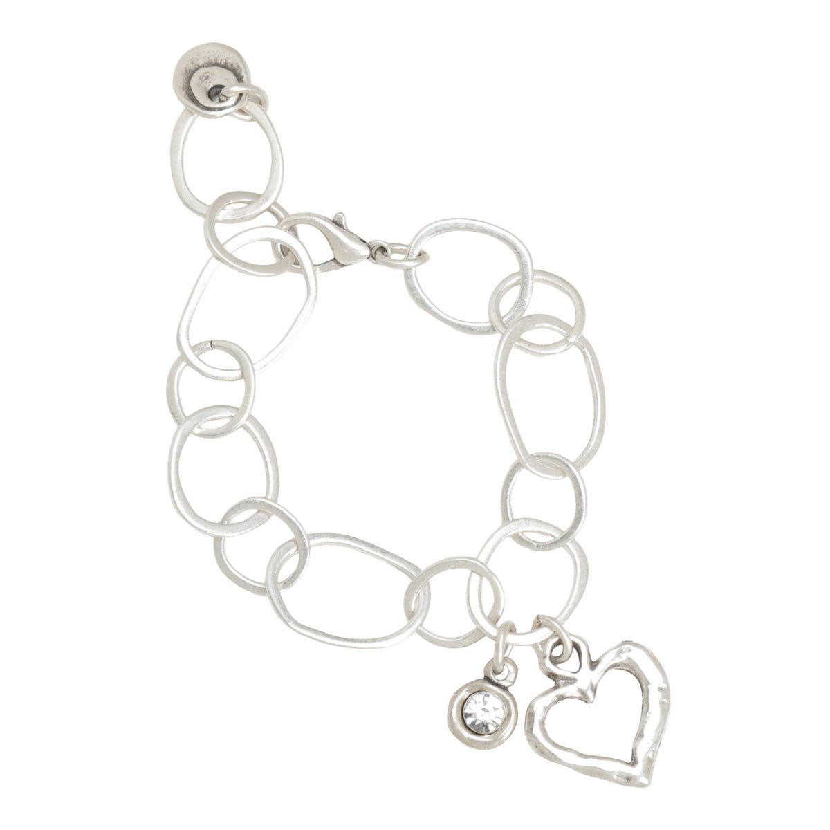 Handmade Heart Crystal Pewter Bracelet - 2954