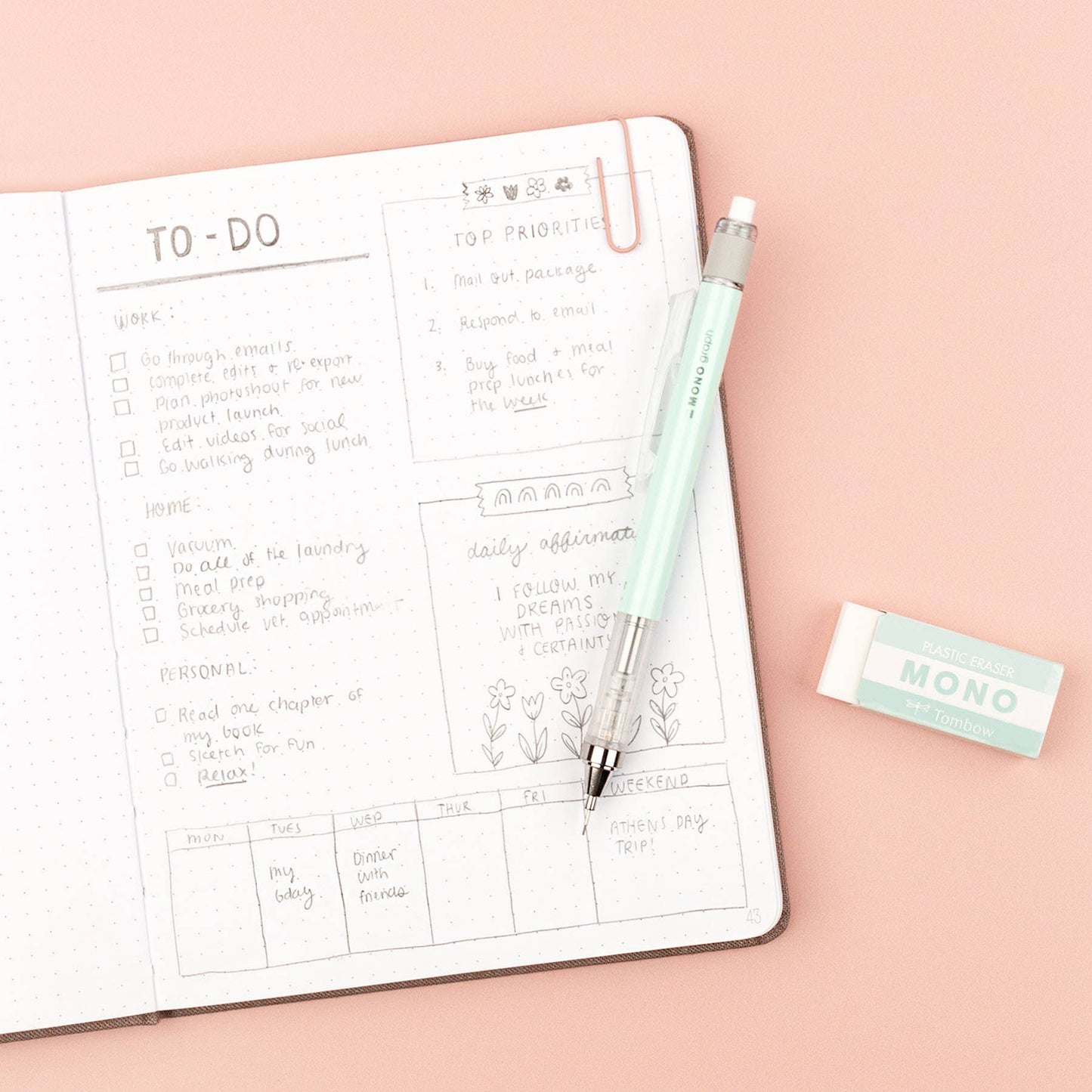 MONO Graph Mechanical Pencil + Eraser Set: Cream Yellow