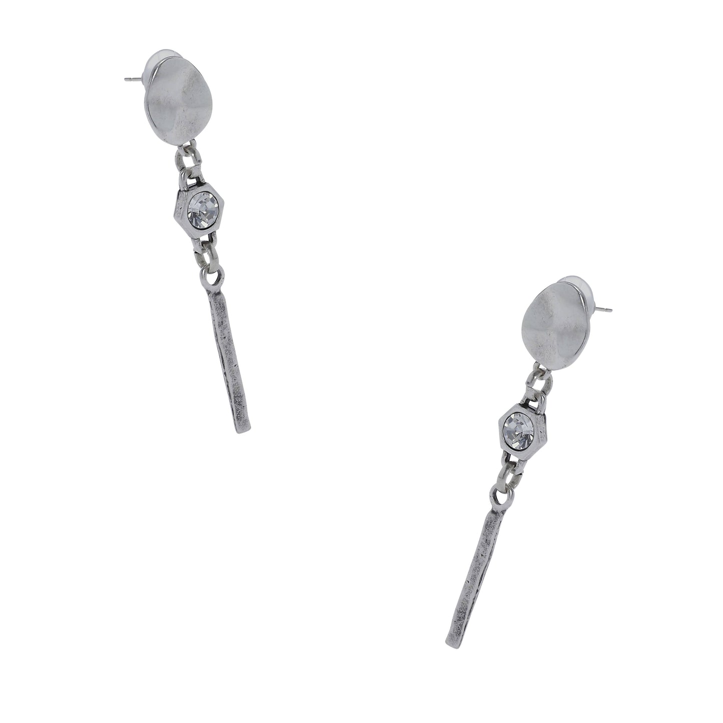 Handmade Crystal Pewter Earrings - 1878
